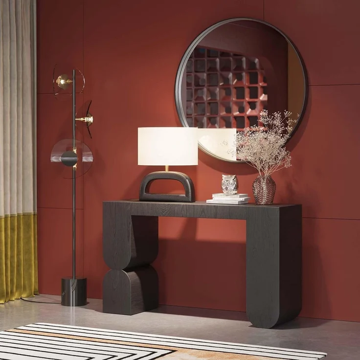 Kare Design Konsole Curve, Schwarz, Handgearbeitet, Jedes Stück EIN Unikat, Skandi-Style Sideboard, Ablage für Flur, Schmales Sideboard für Wohnzimmer, Eschenholz, 76 x 120 x 38 cm (H/B/T) – Bild 2