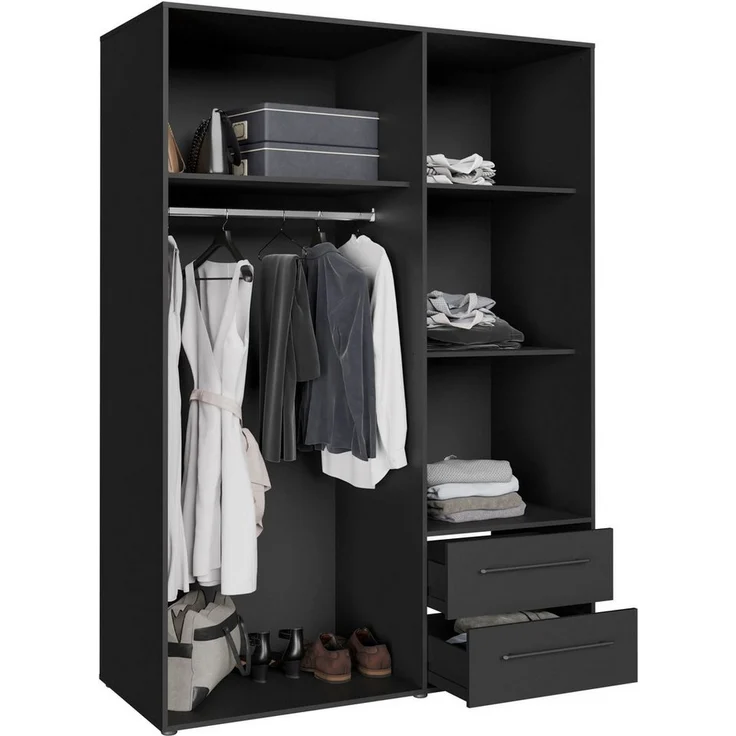 Forte 'MOKKARO' Kleiderschrank, Schwarz, 145 x 200 x 60 cm – Bild 3