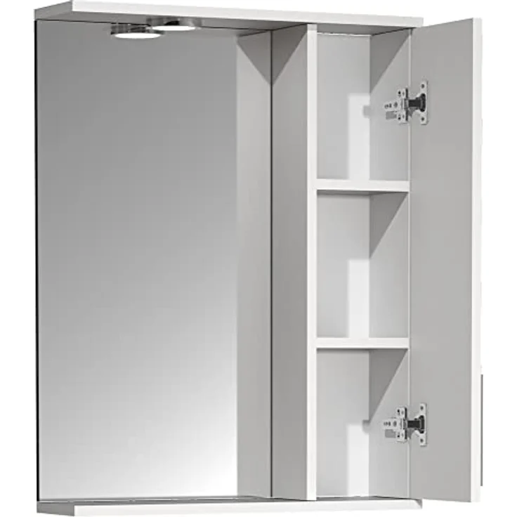 MID.YOU Spiegelschrank Weiß, Holzwerkstoff, erweiterbar, 2 Fächer, 55x71x14 cm für Badezimmer – Bild 4