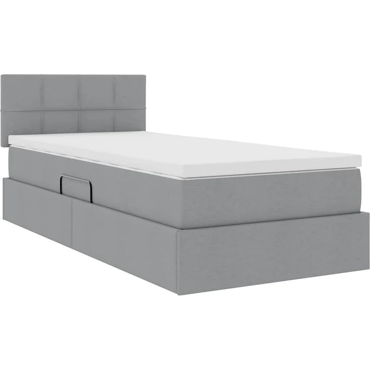 vidaXL LED-Speicherbett mit Matratze Hellgrau 100 x 200 cm Stoff 3371124 – Bild 6