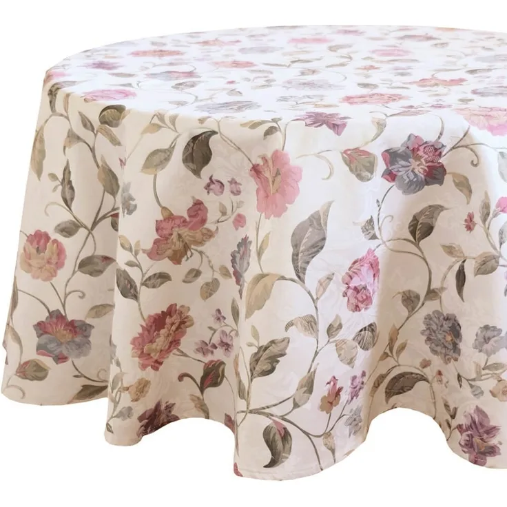 matches21 HOME & HOBBY Tischdecke Tischdecke DANJA florales Muster Landhaus Polyester rund Ø 130 cm (1-tlg), Pflegeleicht & waschbar bei 30 °C