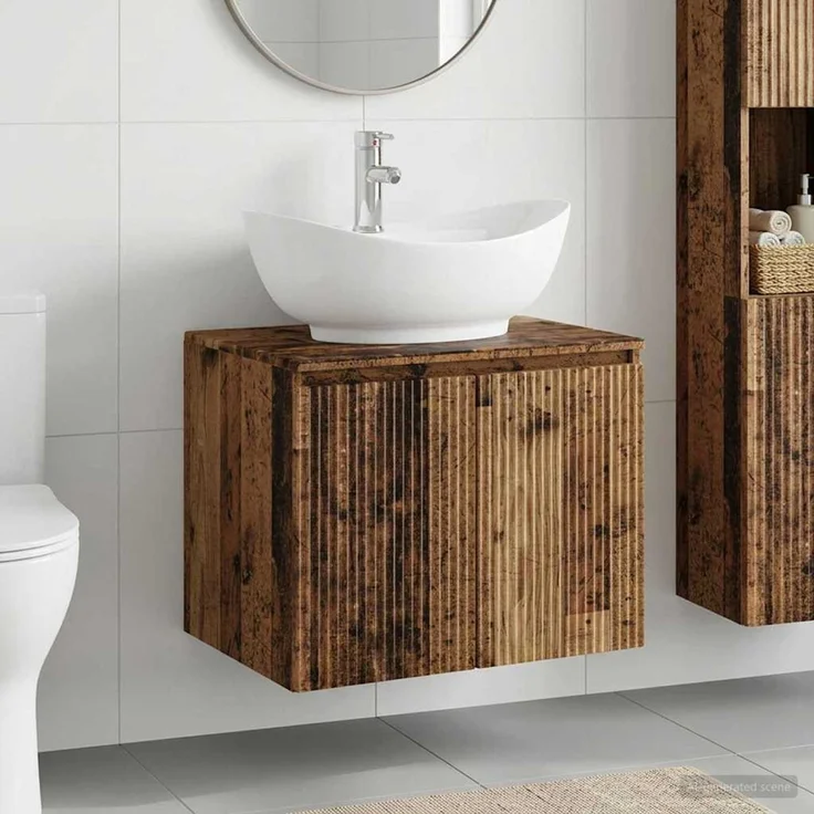 vidaXL Waschbeckenschrank Altholz 62,5 x 44,5 x 80 cm Holzwerkstoff 3404348 – Bild 1