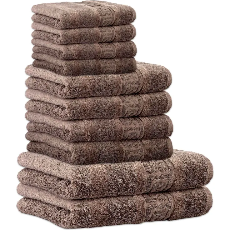CAWÖ Handtuch Set, 10-tlg. - C Noblesse, 2x Duschtuch, 4x Handtuch, 4x Gästetuch Walnuss Set