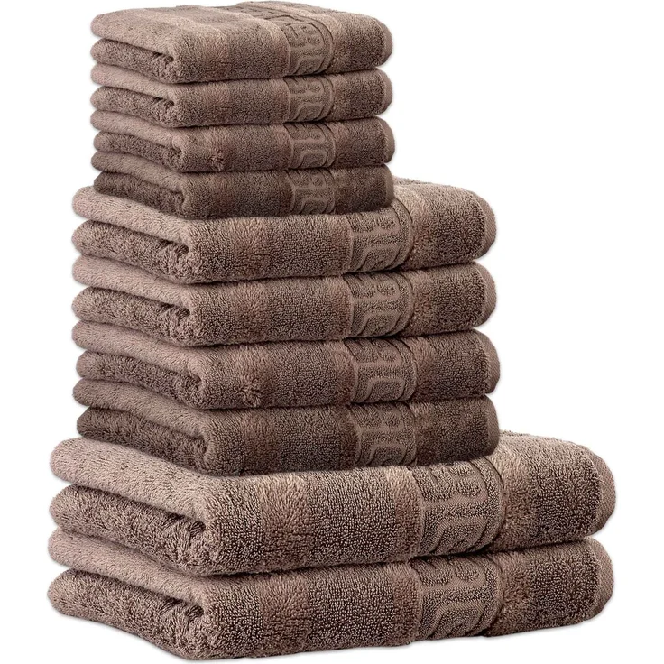CAWÖ Handtuch Set, 10-tlg. - C Noblesse, 2x Duschtuch, 4x Handtuch, 4x Gästetuch Walnuss Set – Bild 1