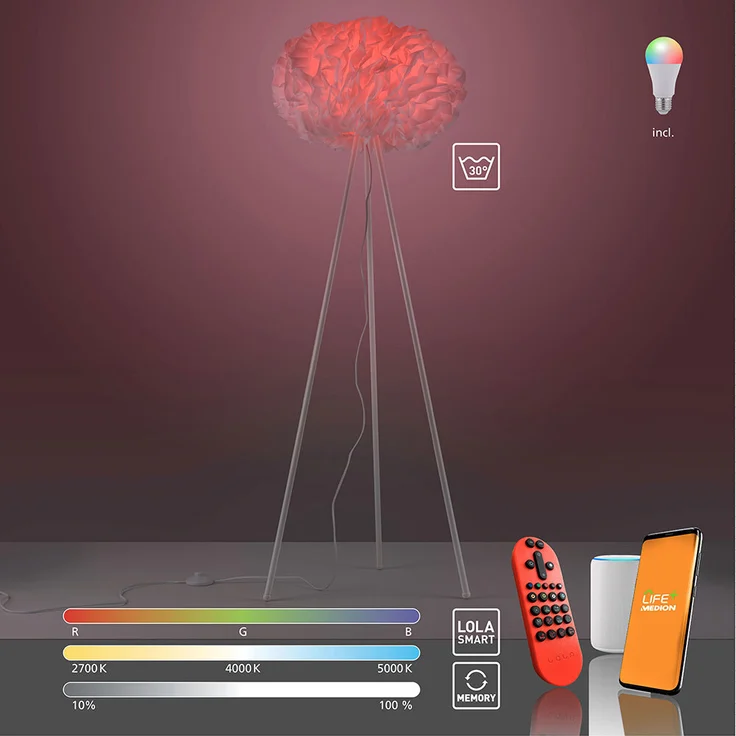 RGB LED Stehleuchte, Fernbedienung, Smart App, H 140 cm – Bild 8