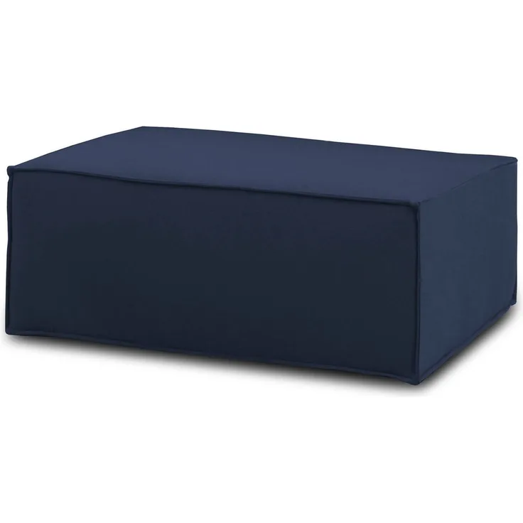 Dmora Assisi-Pouf, Wohnzimmer-Pouf, Relaxsessel aus gepolstertem Stoff, 100 % Made in Italy, 100 x 70 x 43 cm, Blau