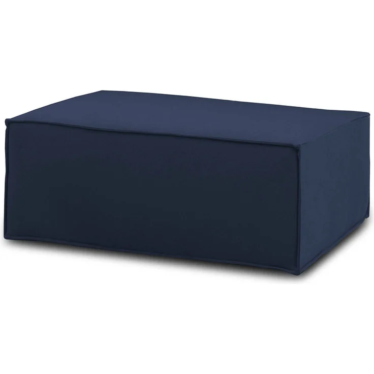 Dmora Assisi-Pouf, Wohnzimmer-Pouf, Relaxsessel aus gepolstertem Stoff, 100 % Made in Italy, 100 x 70 x 43 cm, Blau – Bild 1