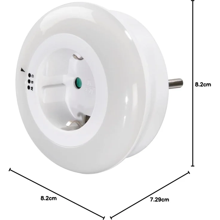 Hama LED Nachtlicht LED Nachtlicht mit Steckdose, Lichtsensor, Berührungsschutz, 3 Farben, Ein-/Ausschalter, Farbwechsel, LED fest integriert, Tageslichtweiß, blau, grün, Weiß, Blau, Grün – Bild 7