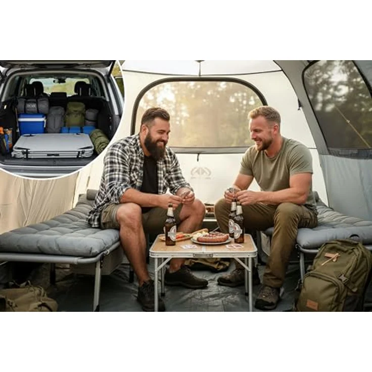 Sofotel Klappbares Gästebett und Sonnenliege mit Matratze und Kissen - 5-stufig verstellbare Gartenliege - für Schlaf und Entspannung - 193 x 67 x 40-75,5 cm - für Camping, Garten und Gäste - Grau – Bild 6