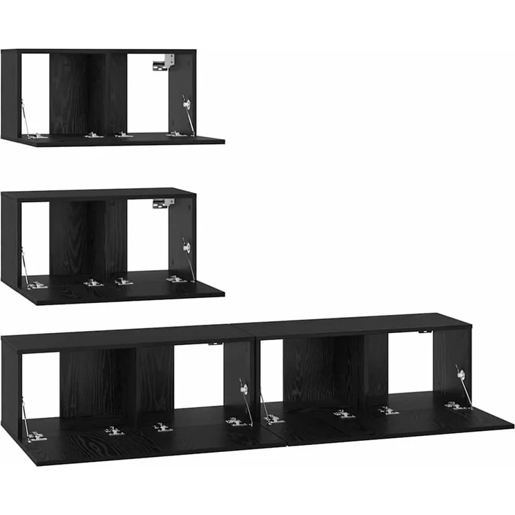 vidaXL TV-Schrankset 4 pcs Schwarz Eichen-Optik Holzwerkstoff 3393394 – Bild 6