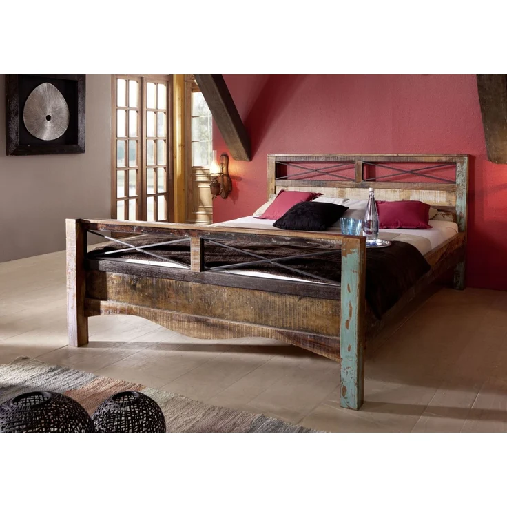 Bett Altholz 146x215x100 mehrfarbig lackiert NATURE OF SPIRIT #45 – Bild 7