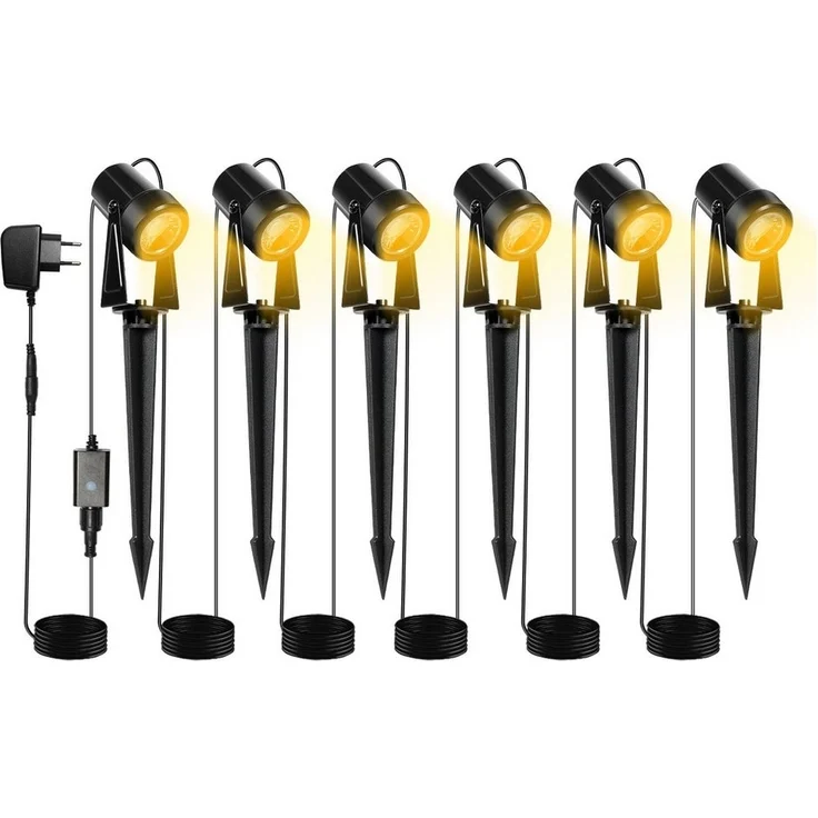 Clanmacy Gartenstrahler LED Gartenstrahler mit Erdspieß 6er Set Außenstrahler Gartenlampe IP65 – Bild 1