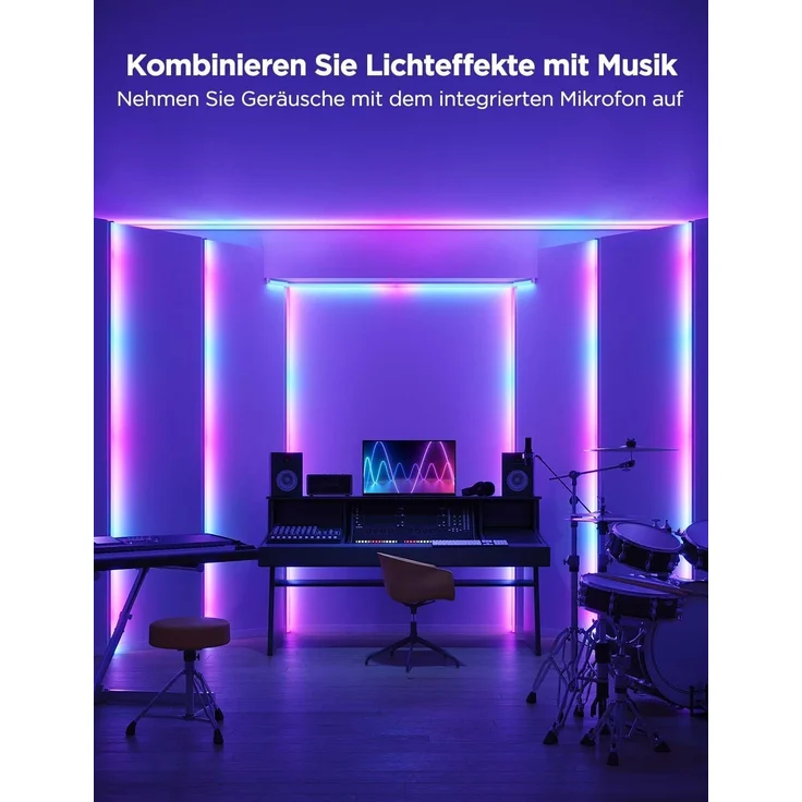 Govee RGBIC LED Strip mit Profil, 3M Smart LED Streifen Kompatibel mit Alexa & Google Assistant, 64 Szenenmodi, APP-Steuerung, Schiene mit Leisten für Schlafzimmer, Sockelleisten, Kabinett, – Bild 7