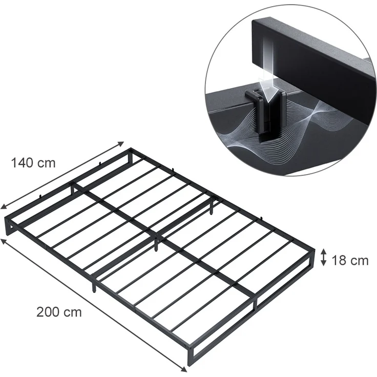 Bettgestell Lenora Schwarz 140x200 Vitalispa – Bild 2