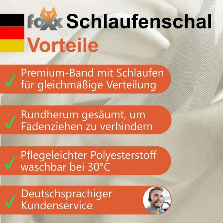 2er Set Schlaufenschal Voile sand 245cm transparent - Höhe (cm): 245, Farbe: Sand – Bild 6