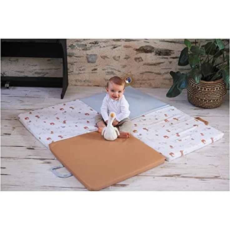 TINÉO - Krabbeldecke – Aktivitätsmatte – Spielteppich für Babys – Motorikmatte – Bodenmatte für Babys – Multifunktional 3-in-1 – 120x120 cm, Little Farmer – Bild 8