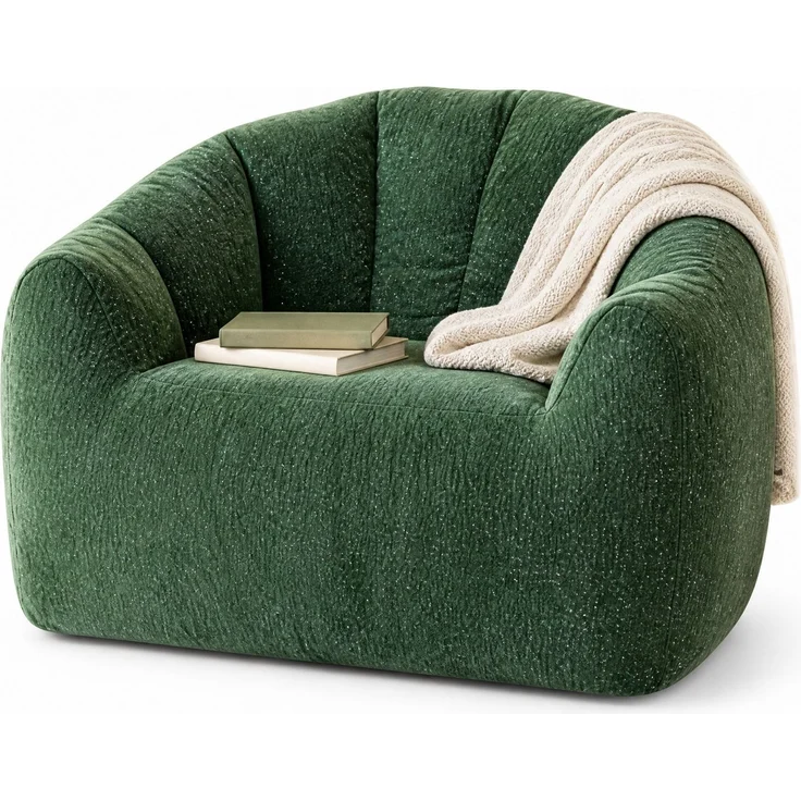 Sitzsack, Flanell, rund, mit ergonomischer Kontur & komprimierter Verpackung, 99x86,3x64,7 cm, Grün – Bild 6