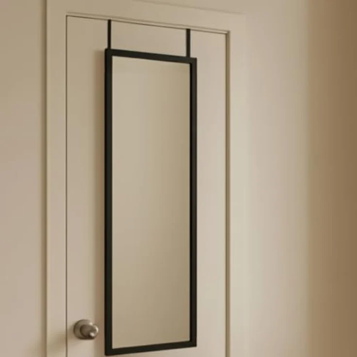 EDAXO Türspiegel Aina, Schwarz, 36x110 cm, stoßfestes Glas, einfache Montage für Türen – Bild 2