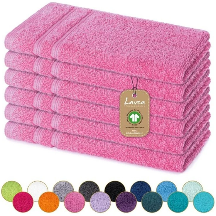 Lavea Gästehandtuch Bali, 30x50cm aus 100% Bio-Baumwolle, einzigartig weiche Gästetücher mit Aufhänger (Set, 6-St), hochwertiges und nachhaltiges Premium Gästetuch – saugstarke Faser – Bild 4