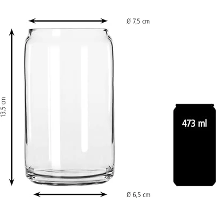 LIBBEY Gläser-Set Can Glas -GLASS CANS-, 473 ml, Ø 7,5 cm, H: 13,5 cm, 12er Set, 12-tlg, Glas, hochwertig verarbeitet, im modernen Design – Bild 4