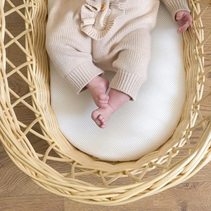 Clair de Lune Matratze aus Korbgeflecht, Faser, mit wasserdichtem Bezug, Babybett-Matratze, 65 x 28 cm – Bild 7