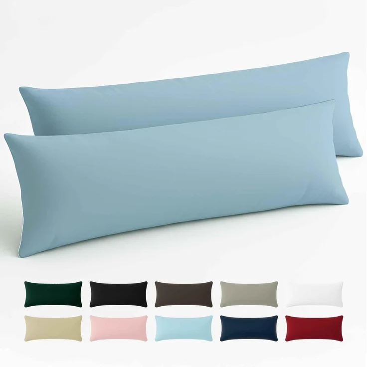 Kissenbezug 40x145 Baumwolle Renforcé (2er-Set) - Hellblau - Dicht gewebt mit 57 Fäden/cm² - Kissenbezug 40x145 cm - Oeko Tex Zertifiziert - Dreamzie – Bild 1