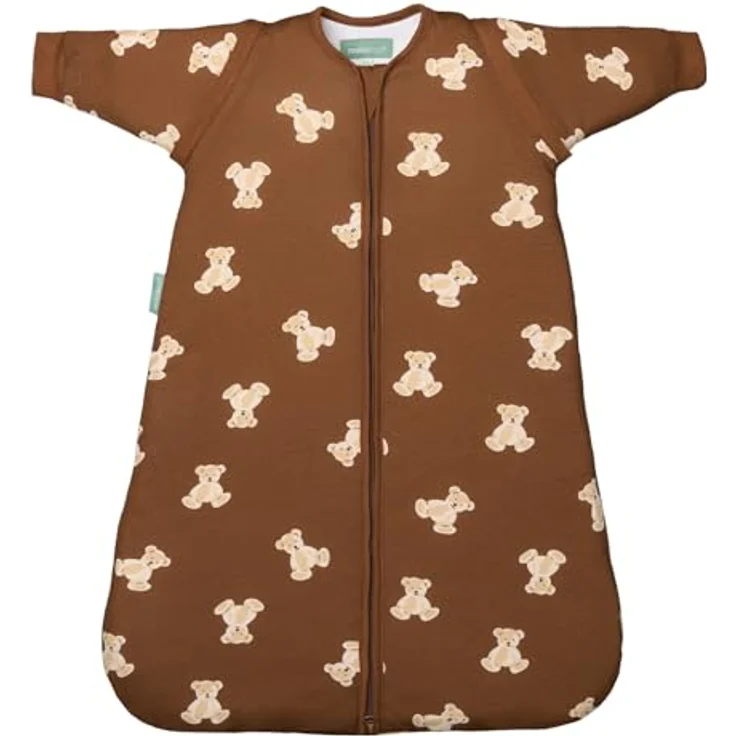 molis&co - Baby Schlafsack Neugeborene Abnehmbare Ärmel - Babyschlafsack 1 tog - Leicht gepolstert - 100% Baumwolle (Oeko-TEX 100), Premium Qualität - Teddy Mocca (12-18 Monate) – Bild 2