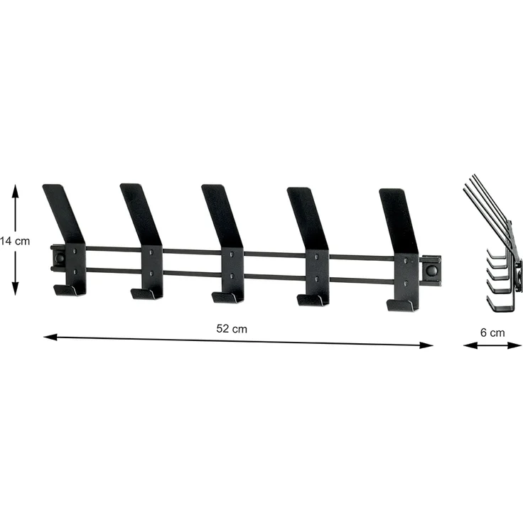 Garderobenleiste >54534< in schwarz, Metall - 52x14x6cm (BxHxT) – Bild 2