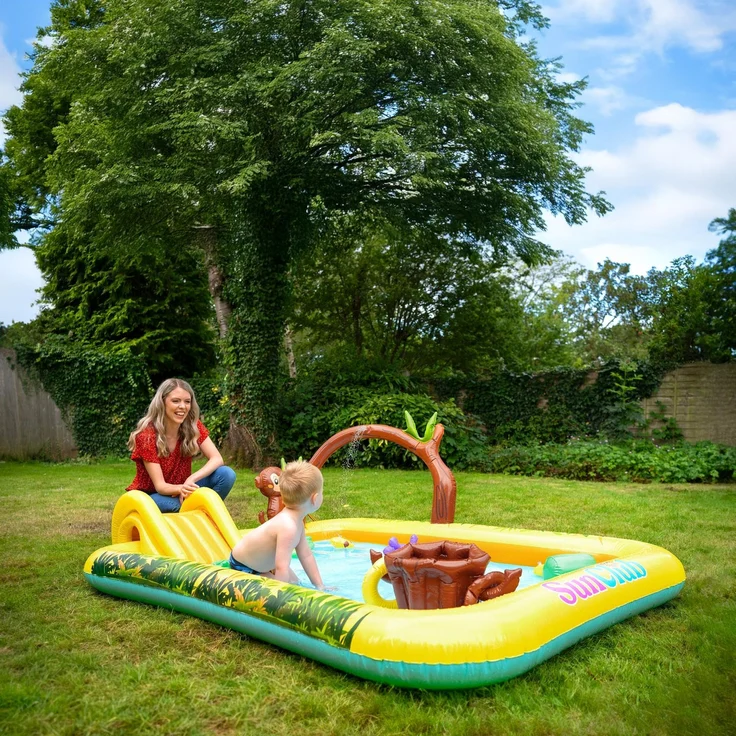 SunClub Wasserspielcenter Tiere 214 x 167 x 85 cm mit Rutsche, Sprinkler und Spielzubehör – Bild 5