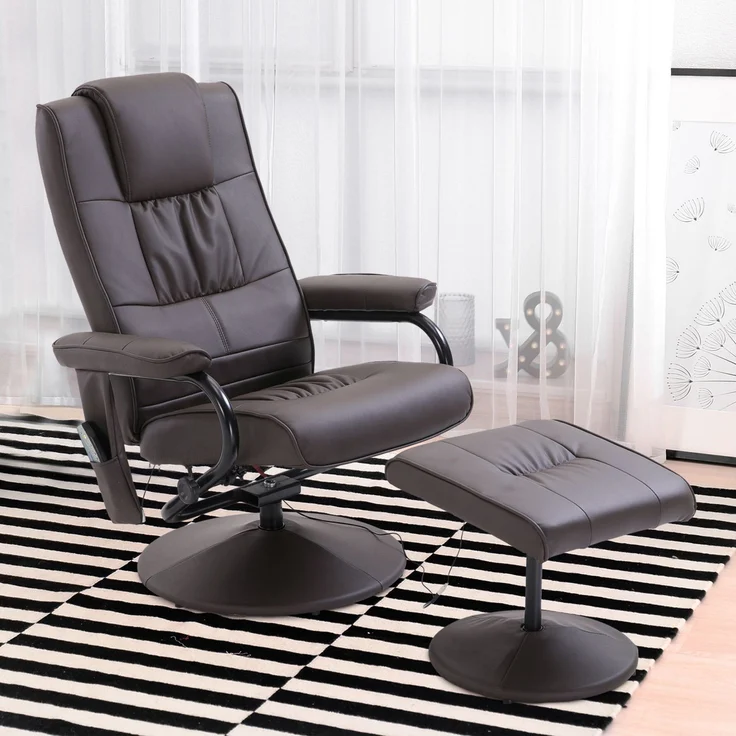Wohnora-Massagesessel Relaxsessel, inkl Fußhocker, 10 Vibrationspunkte, 1 Fernbedienung; 77 cm x 84 cm x 95 cm, Braun,H 950cm x T 770cm x B 840cm – Bild 2