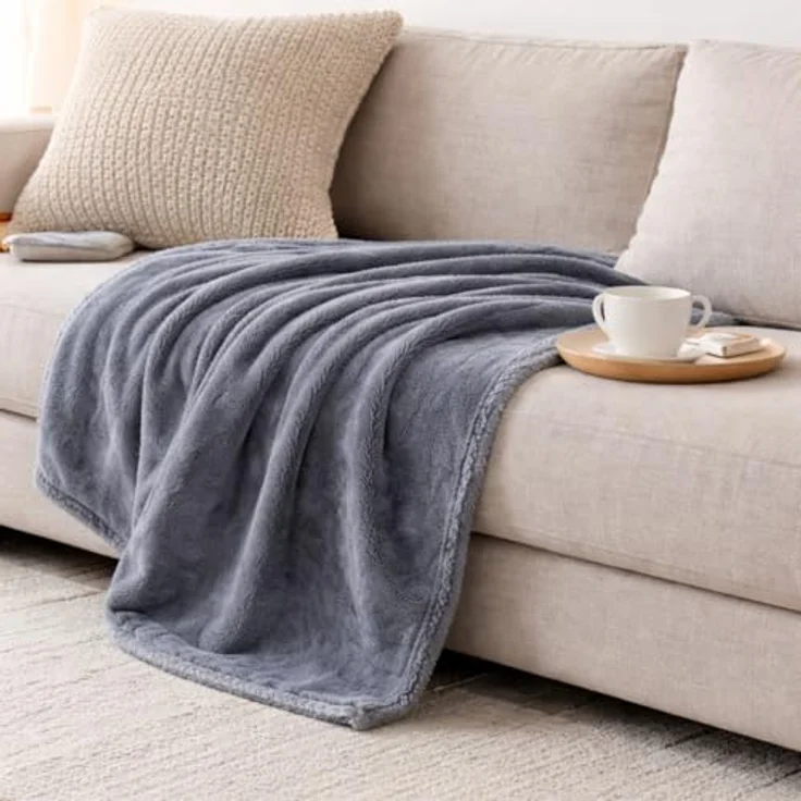 Wohndecke Flanell und Sherpa, VIVA Home, Oberseite weicher Flanell und Rückseite wärmendes Sherpa – Bild 4