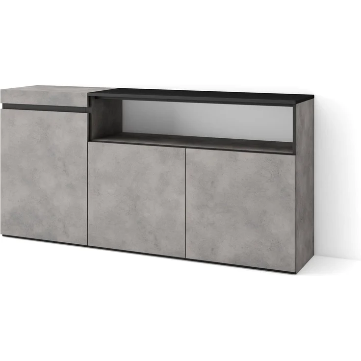 Skraut Home | Sideboard, Highboard | Kommode, Komodenschrank | 150 x 75 x 35 cm | 3 Türen | Wohnzimmer, Küche | Moderner Stil | Zement