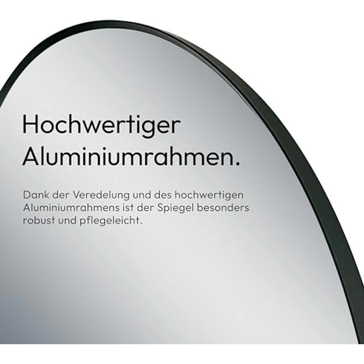 Talos Talos Black Circle Spiegel Ø 60 cm, runder Wandspiegel mit schwarzem Aluminiumrahmen, inkl. Montagematerial, für Badezimmer und Wohnräume – Bild 5