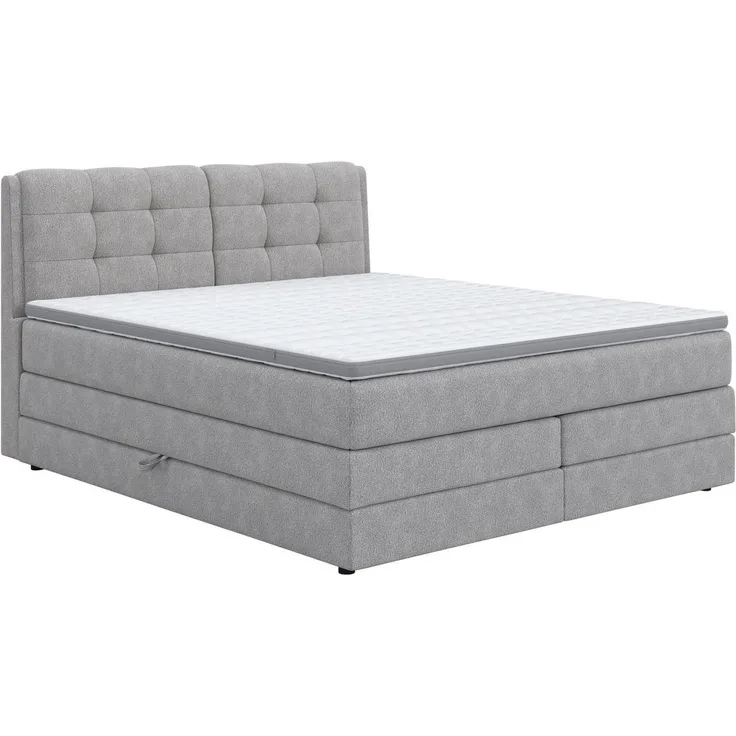 COTTA Boxspringbett FORT II, Stauraum- und Familien-Bett mit Bettkasten & TFK-Matratze, inkl. Topper, softer Strukturstoff, 160-240 cm x 200 cm