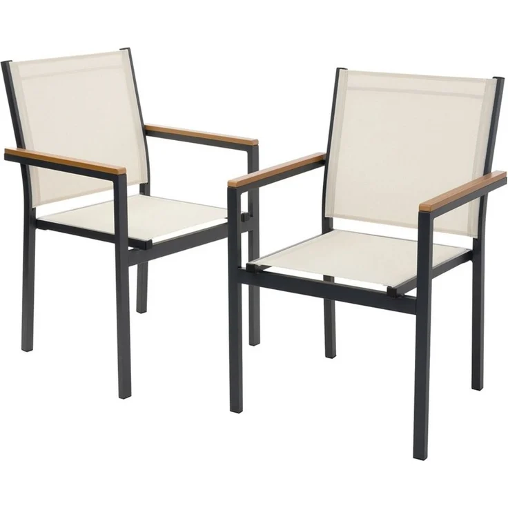 ML-DESIGN Gartenstuhl Terrassenstühle mit Aluminiumgestell Balkonstuhl wetterfest stapelbar (2 St), 2er Set Sessel mit Armlehnen-Holzoptik für Garten Balkon Terrasse – Bild 5