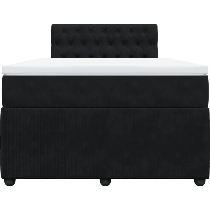 vidaXL Boxspringbett mit Matratze Schwarz 120x190 cm Samt 3287694 – Bild 4