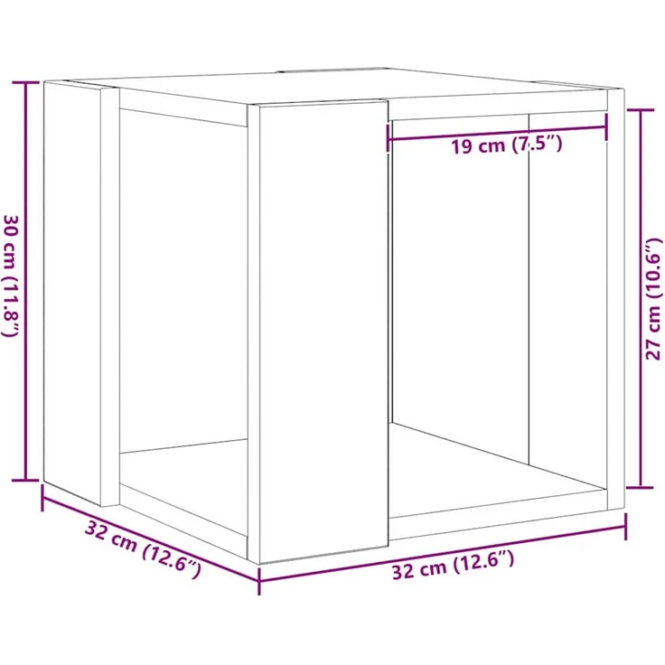 vidaXL Couchtisch Schwarz Eichen-Optik 32 x 32 x 30 cm Holzwerkstoff 873912 – Bild 10