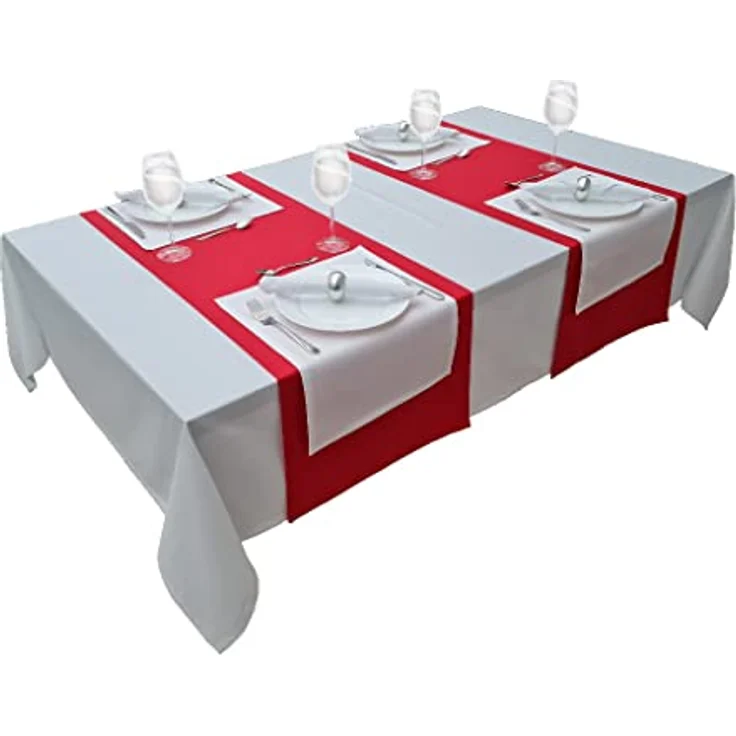 Hochwertige Tischdecke Tischwäsche aus 100% Baumwolle Kollektion Konzept, Farbe & Größe wählbar (Tischdecke - 150x150cm, Weiß) – Bild 4