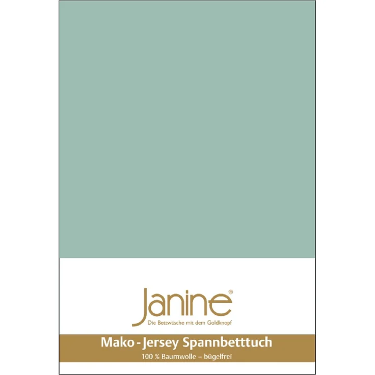 Janine Mako-Jersey Spannbetttuch Spannbettlaken 100% naturreine Baumwolle 36 rauchgrün 90-100cm x 190-200cm