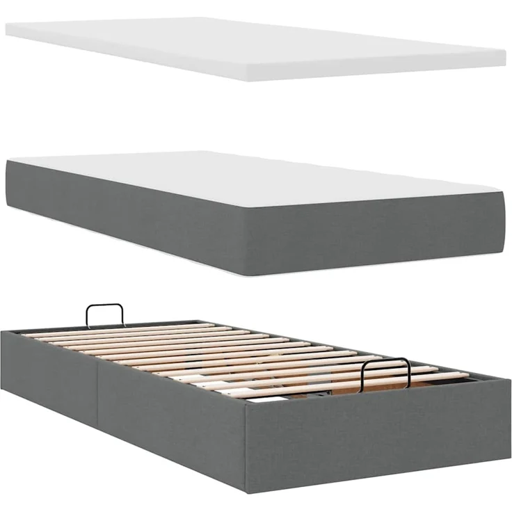 vidaXL Ottomane Bett mit Matratze & LEDs Dunkelgrau 80x200 cm Stoff 3313879 – Bild 7