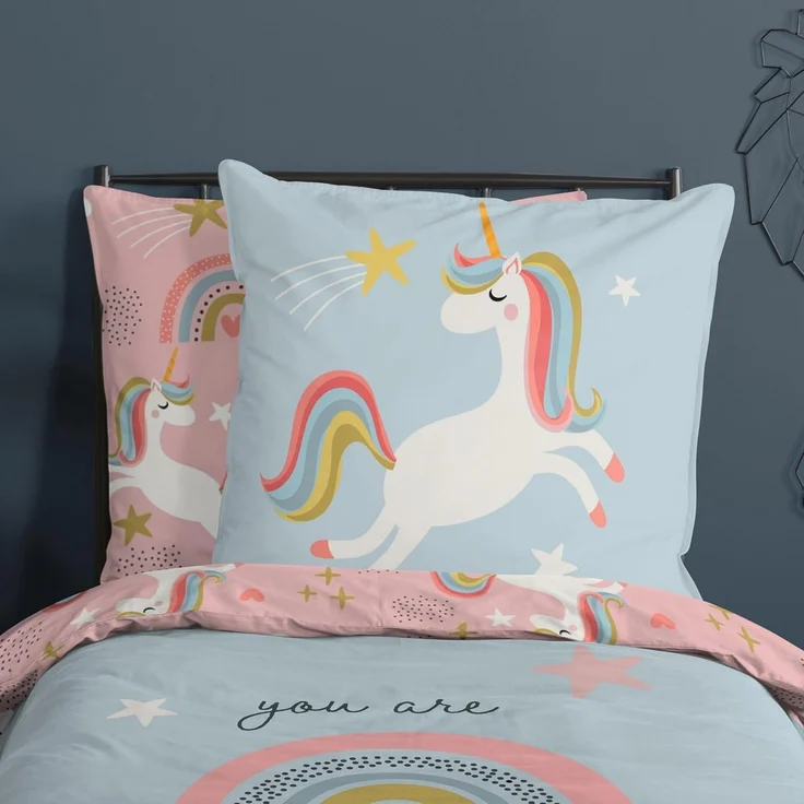 Good Morning Renforcé Bettwäsche 135 X 200 cm + 1- 80 X 80 cm Suus unicorns and rainbows bunt – Bild 3