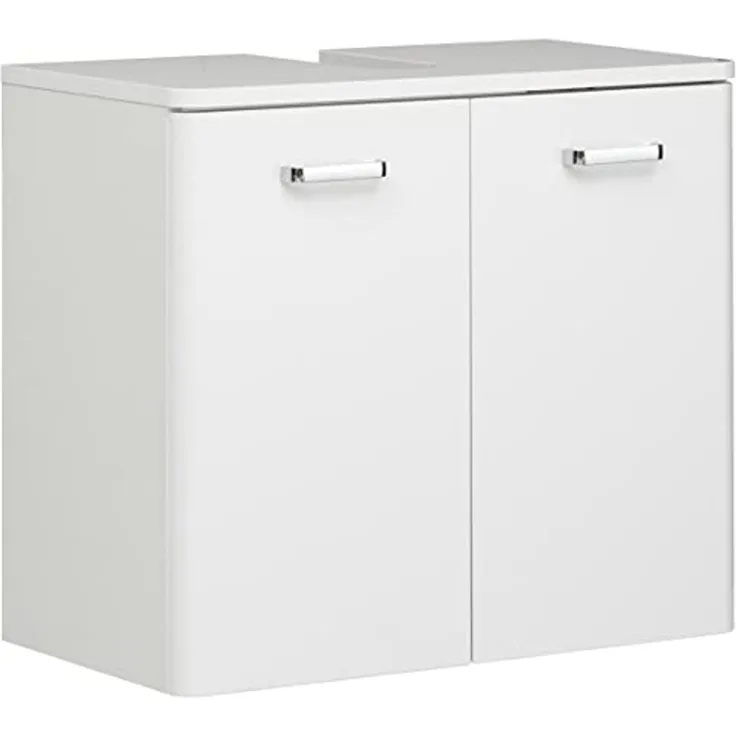Waschbeckenunterschrank Porto / Piolo, Glas, Holzwerkstoff, Metall, Weiß, 60 x 53 x 33 cm