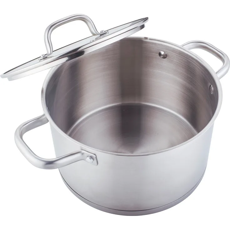 Bratentopf Ø20cm Edelstahl Kochtopf mit Glasdeckel geeignet für alle Herdarten silber 20cm