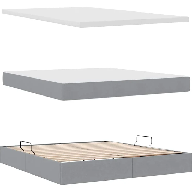 vidaXL LED-Speicherbett mit Matratze Hellgrau 160 x 200 cm Stoff 3372363 – Bild 9