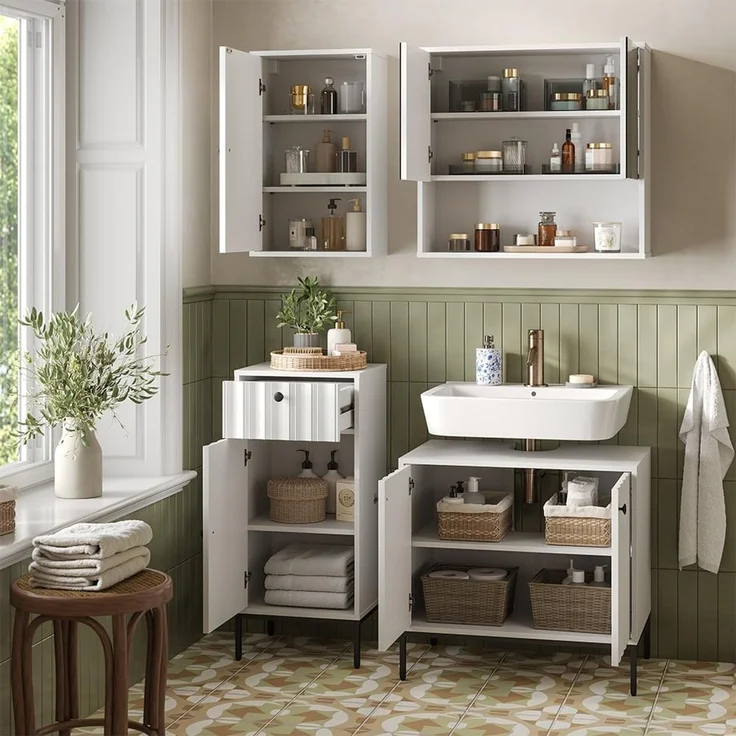 Badschrank Eliza Weiß Riffel 40 x 65 cm Vicco – Bild 5