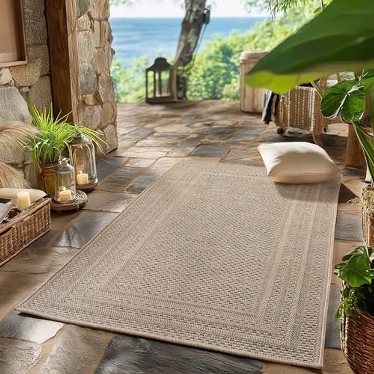 SIMPEX24 Outdoorteppich Boho Design, Läufer, Höhe: 5 mm, Outdoor Teppich Wetterfest Modern Design Wohnzimmer Küchen Terrasse
