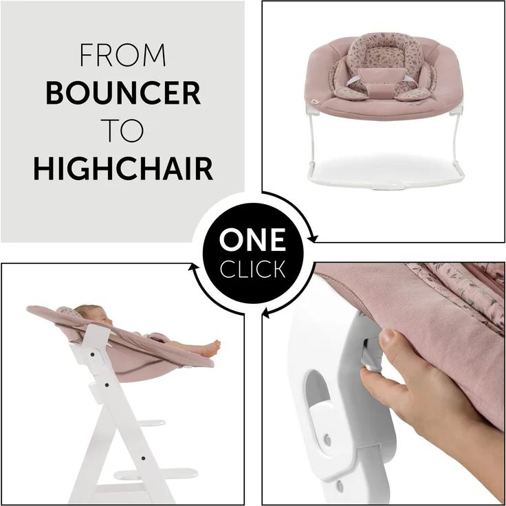 Hauck Alpha+ 2in1 Hüpfwippe und Babywippe, Bambi Rose - ab Geburt, Neugeborenen-Set, kompatibel mit Alpha Hochstuhl, Click On – Bild 2