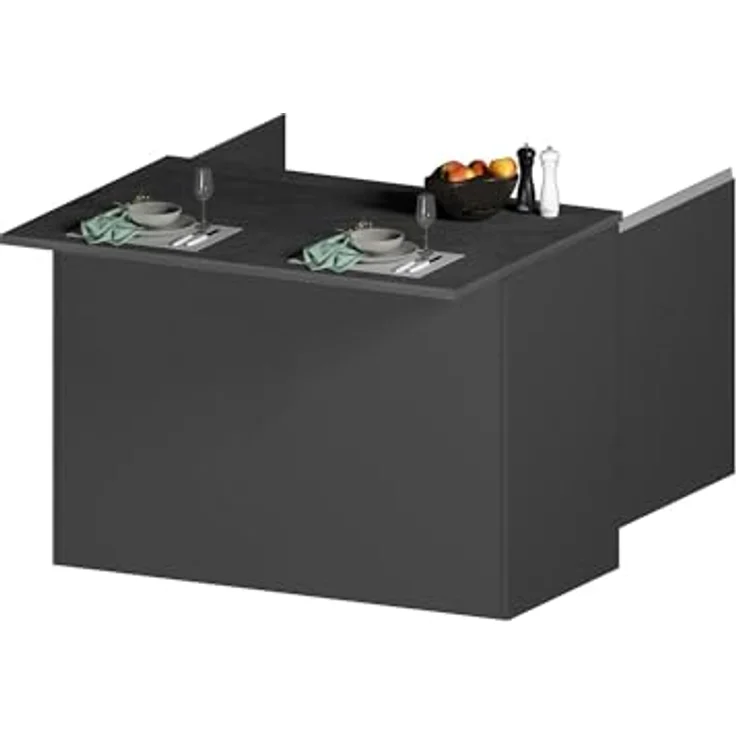 Dmora - Kücheninsel Emmanuel, Mehrzweckschrank, Küchenzeile Schrank, Zusätzlicher Tisch, 100% Made in Italy, 125 x 90 x 90 cm, Anthrazit und Schiefer – Bild 9
