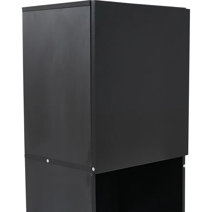 ZUBALIYA Vitrine (45 x 35 x 160 cm), LED - Beleuchtung, Hochglanzoptik, Aufbewahrung für Sammlerstücke, Geschirr und Dekoration, Schwarz – Bild 18