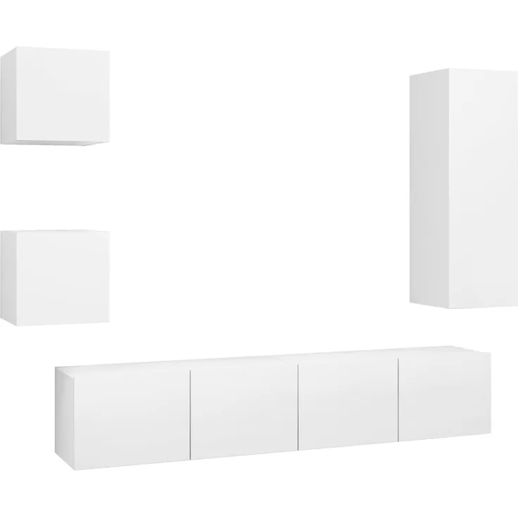 vidaXL 5-tlg. TV-Schrank-Set Weiß Spanplatte [3078696]